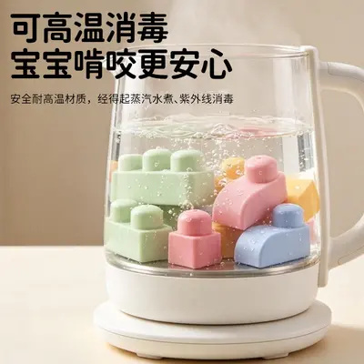 Boiled Soft Silicone Large-Particle Building Blocks for Babies and Toddlers, Macaron Color - 3
