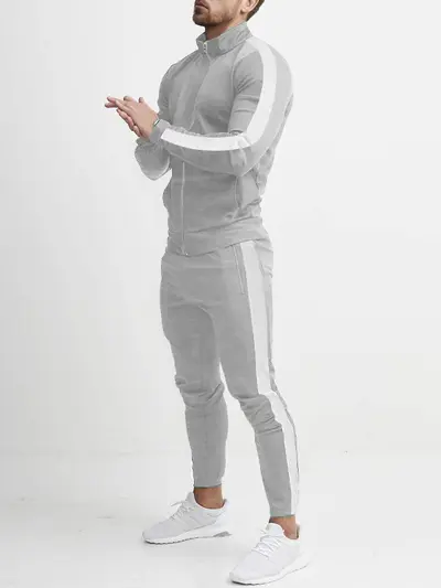Erkek casual spor eşofman takımı, renk bloklu, trend spor ceket takımı