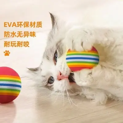 Regenbogen-Katzenspielball, strapazierfähig, selbstbeschäftigend - 3