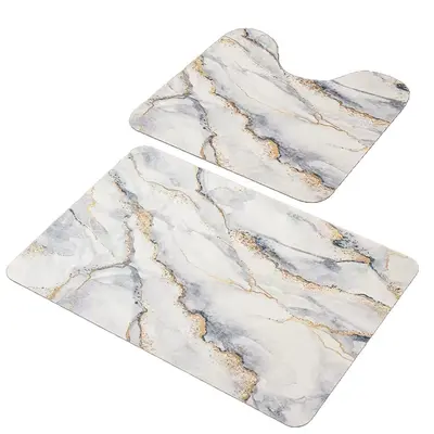 Light Luxury Marble Diatomite Bathroom Mat Toilet U-Shaped Toilet Seat Cover Two-Piece Set Absorbent Foot Mat Quick-Dry Mat