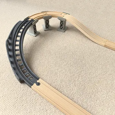 Wooden Train Set Accessories, Curved Track Pieces - 2