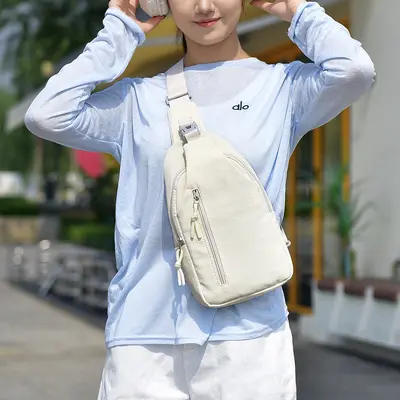 Women's chest bag, multi-compartment crossbody mini backpack, nylon