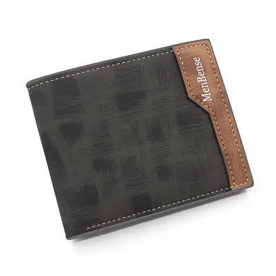 Kore Tarzı Patchwork Mat Erkek Kısa Cüzdan Çok Kartlıklı Kimlik Bölmeli - 6