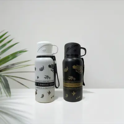 Gardenya desenli 316L paslanmaz çelik termos su bardağı, 500 ml büyük kapasite - 5
