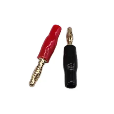 Full Copper Gold-Plated 4mm Banana Plug, Solderless, Soft Rubber Cable Cover