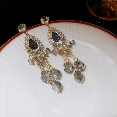Vintage Silber Geometrie-Diamant-Ohrringe, retro, Hofstil - 9