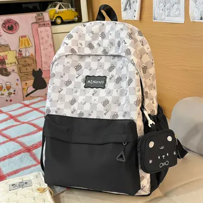 Printed Backpack for Middle and High School Students, Korean Style - 6