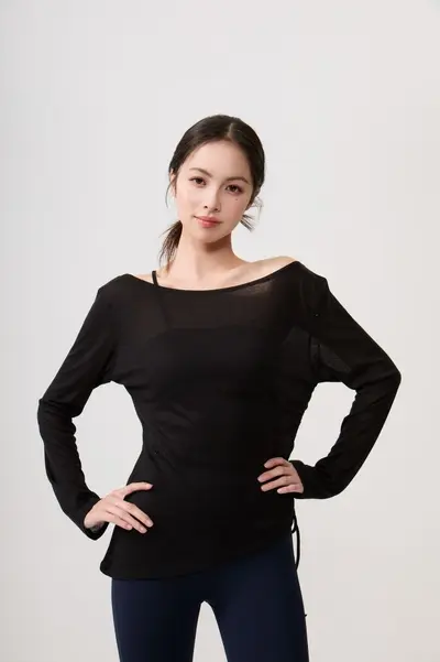 Solid Colour Long Sleeve Yoga Cover-Up, Loose Fit, Breathable - 8