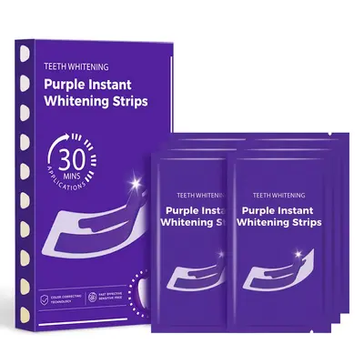 跨境新款 V34紫色牙贴Whitening Strips美白牙贴亮白去黄炫白牙贴