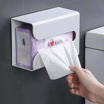 Seamless Bathroom Tissue Box, Face Towel Storage Box, Wall-Mounted Multifunctional Kitchen - 8
