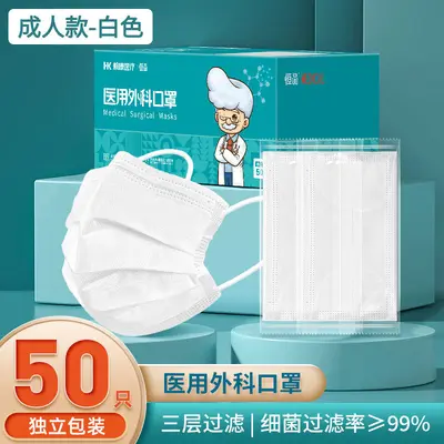 Individually Packed Three-Layer Medical Surgical Masks, 100 Pcs - 10
