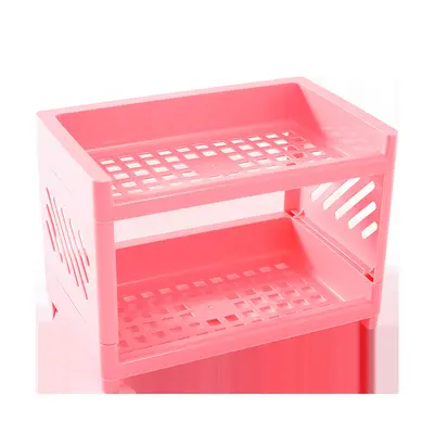 Plastic double-layer bathroom and kitchen storage shelf