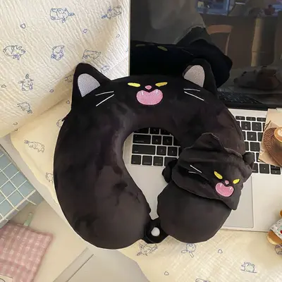 Kedi göz maskeli U şeklı boyun yastığı - 8