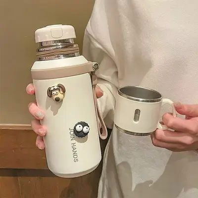 316 Paslanmaz Çelik Termos Bardak, 500 ml Çay Süzgeçli, Taşınabilir - 3