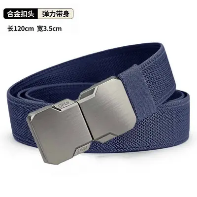 Cross-border Men's Nylon Canvas Tactical Belt with Elastic Webbing and Buckle for Outdoor Training and Casual Wear - 11