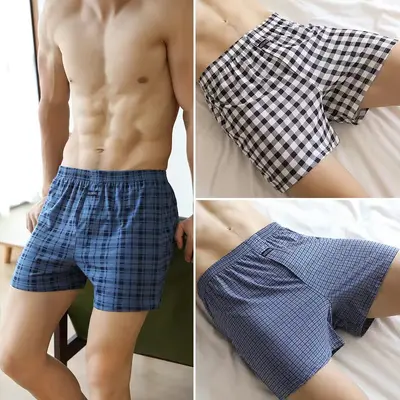 Erkek %100 Pamuk Bol Kesim Boxer Şort, Yüksek Belli, Ev Pijama Pantolonu - 11
