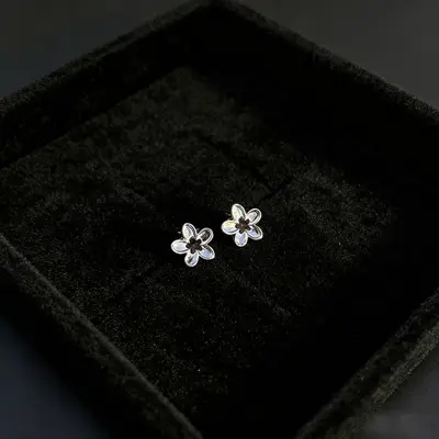 S999 Sterling Silver Zircon Stud Earrings Women - 7