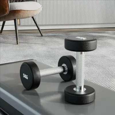 Rubber-coated steel dumbbell set for home training - 8