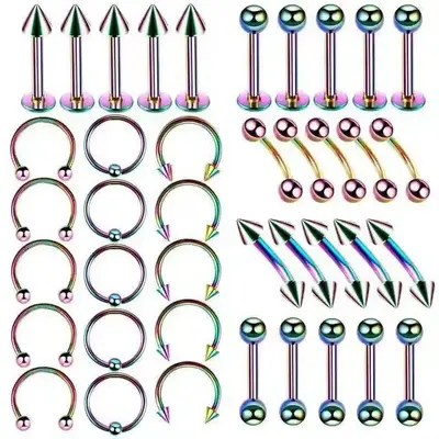 Stainless Steel Piercing Set, 40 Pieces Mixed - 10