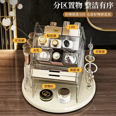 Rotating cosmetics organizer transparent luxury design