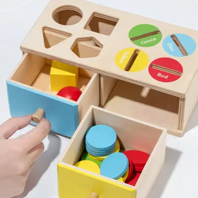 Children's Montessori Color Sorting Coin Box Geometric Shape Matching Teaching Aids Hand-Eye Coordination Exercise Educational Toys