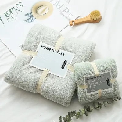 Mercan velvet towel bath towel set two-piece facial towel soft absorbent parent-child towel set home gift gift item - 9