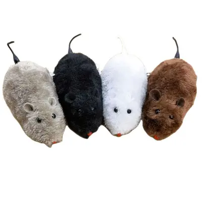 Peluş Kurmalı Fare Kedi Oyuncağı Zincirli Koşan Fare