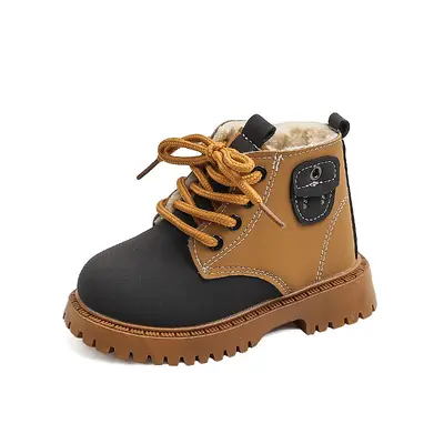 Kids' Winter Fleece-Lined Martin Boots, Non-Slip Sole, Boys and Girls