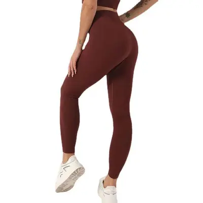 Kadın Kaburgalı Dikişsiz Yoga Tayt, Yüksek Bel, Kalça Kaldırıcı - 9