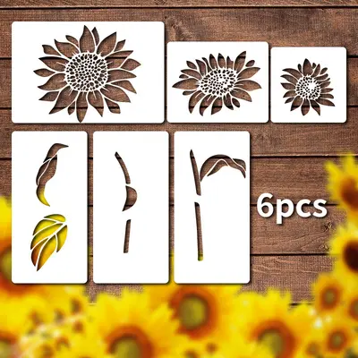 6-Piece Sunflower Painting Stencil Set, DIY Theme - 2