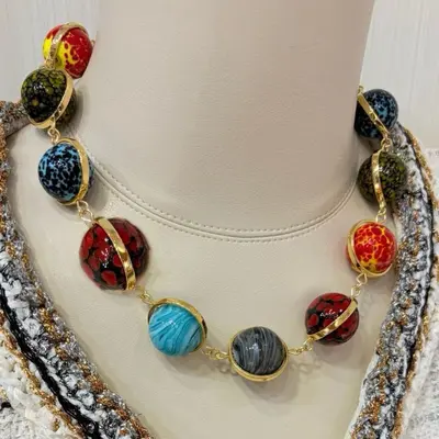 Brass women's necklace, letter design, vintage style - 5