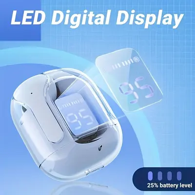 Cross-border generation bestselling transparent new digital display Bluetooth earbuds in-ear dual stereo charging case without 1st generation