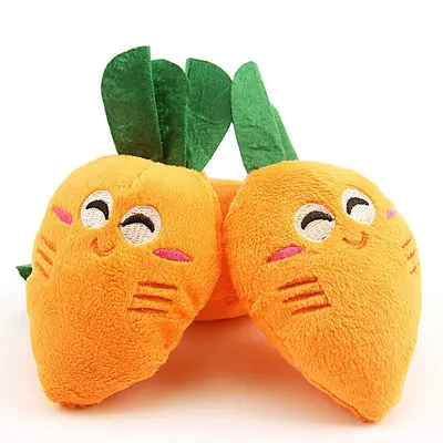 Plush Squeaky Vegetable, Fruit and Animal Dog Toy, Chew-Resistant - 8