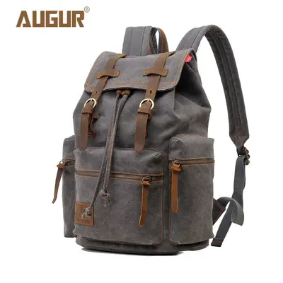 Große Canvas-Rucksack mit 15,6-Zoll-Laptopfach - 4