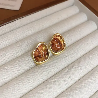 Maillard High-End Silbernadel geometrische asymmetrische Harz Herz Ohrringe für Frauen elegante erschwingliche Luxus Ohrringe Mode Ohrringe - 8