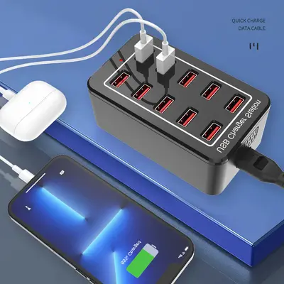 Grenzüberschreitende Spezialversorgung 10-Port USB 50W Multi-Port-Ladegerät Mehrfach-Handy-Schnittstelle Multifunktionales leistungsstarkes Desktop-Studio-Ladegerät