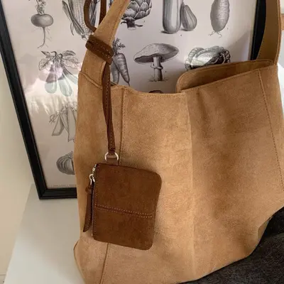 Women's Suede Coin Purse, Neck-Strap Mini Bag with ID Card Slot, Korean Style 2026