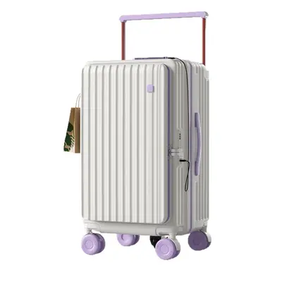 Große Kapazität Hartschalen-Trolley mit Seitenklappendeckel und breitem Griff aus PC-Material mit USB-Ladefunktion, kontrastfarbigem Design, leisen 360°-Rollen für Reisen