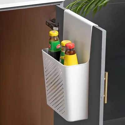 Wall-mounted kitchen cabinet door storage rack