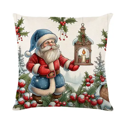 Temu Noel Kissenbezug grenzüberschreitende Feiertagsdekoration Ölgemälde-Stil realistischer Sofakissenbezug Schlafzimmerkissen Großhandel - 7