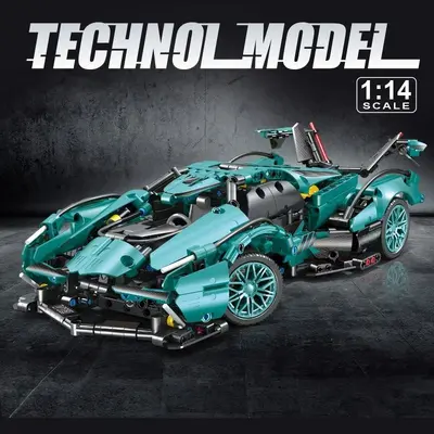 Совместим с Tiffany Blue High V12 Lamborghini Concept Sports Car Model Racing Car Building Blocks Assembly Car Children's Toy - 7