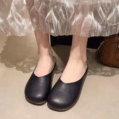 Plus Size Closed-Toe Mule Slippers for Women, Flat Sole - 3