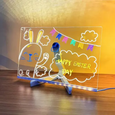 Sınır Ötesi DIY Akrilik Boyalı Masa Lambası Işıklı Mesaj Panosu Satış Standı Ambiyans Işığı LED El Yazısı Panosu Gece Lambası Hazır Stok