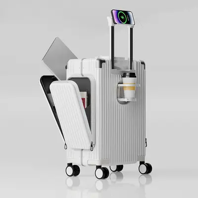 20 inch three-fold front-opening trolley suitcase, large capacity PC hardshell - 8