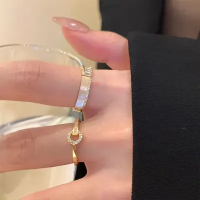 Korean luxury zircon pearl ring for women vintage niche design bow knot open adjustable ring hand jewelry - 9