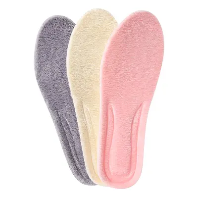 Plush-Lined Winter Sports Insoles, PU Shock-Absorbing Massage Insoles
