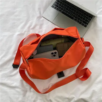 Women's Oxford Cloth Crossbody Bag, Solid Color Shoulder Bag - 5