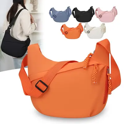 2026 New Nylon Single Shoulder Bag Large Capacity Fashion Minimalist Korean Style Crossbody Bag Trendy Versatile Portable Dumpling Bag