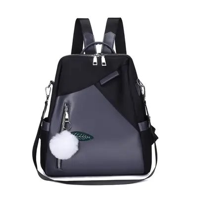 Multifunktionaler PU-Rucksack mit Pompon-Anhänger Damen - 6