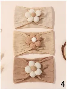 Baby Headband Set, Soft Nylon, Flower Design - 10
